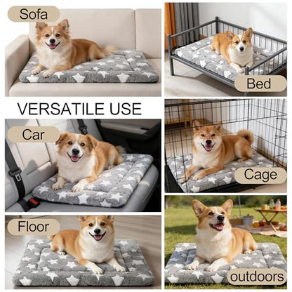 Dog Crate Mat, 4 Piece Reversible Pet Bed, Polyester, Machine Washable, Small Dogs & Cats, Rectangular (Gray Star, 24" L x 18" W x 1.5" Th) - color: Grey Star-4pcs, size: 24"L*18"W*1.5"Th
