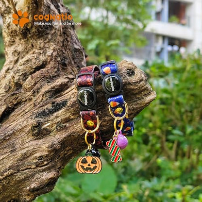 2 Pack Breakaway cat Collars with Bell,Safety Quick Release Pendant Cute Kitten Collar,Adjustable 20-30cm (Halloween1, 20-30cm) - color: Halloween1