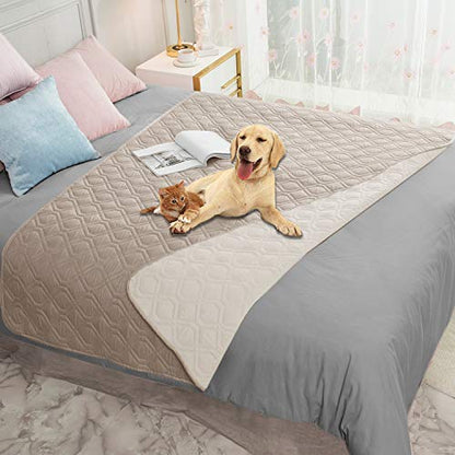 Ameritex Waterproof Dog Bed Cover Pet Blanket for Furniture Bed Couch Sofa Reversible - color: Cream+beige, size: 52x82 Inch (Pack of 1)