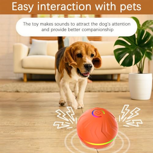 Interactive Dog Toys Dog balls, Automatic Moving Bouncing Rotating Interactive Dog Ball, Durable Motion Activated Automatic Rolling Ball Toys for Puppy Small Medium Large Dogs, Anti Boredom Dog Toys - color: Orange