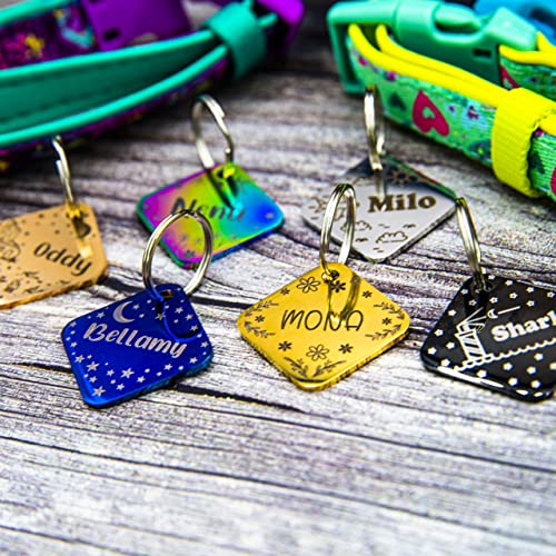 Personalized Dog Tag with 5 Lines of Custom Deep Engraved Durable Stainless Steel Pet ID Name Tag Designer Small Size Diamond - size: Small, style: Diamond
