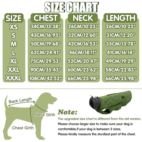 EMUST Dog Jacket - Winter Coats for Small/Medium/Large Dogs, French Bulldog Clothes, Green, XL - color: NewGreen, size: X-Large(Pack of 1)