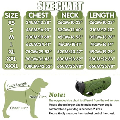 EMUST Dog Jacket - Winter Coats for Small/Medium/Large Dogs, French Bulldog Clothes, Green, XL - color: NewGreen, size: X-Large(Pack of 1)