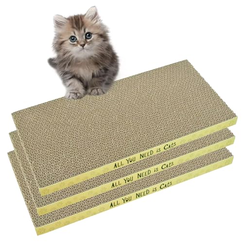 AccEncyc Cardboard Cat Scratcher Pads Cat Scratching Board for Indoor Cats 16.5x8.3x1 Inch Dual-Side Corrugated Cat Scratcher Reusable Cat Supplies - 3 Pack - color: 3 Pack