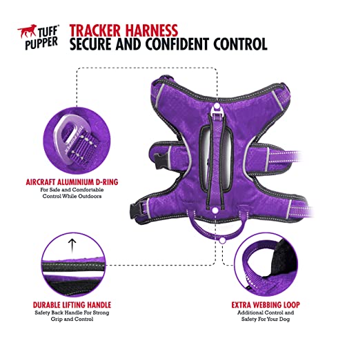 Tuff Pupper Escape Proof No Escape Dog Harness | 5 Point Adjustable Fit Harness for Dogs | Padded Dog Harnesses | Handle Dog Lift Harnesses - color: Purple, size: Small