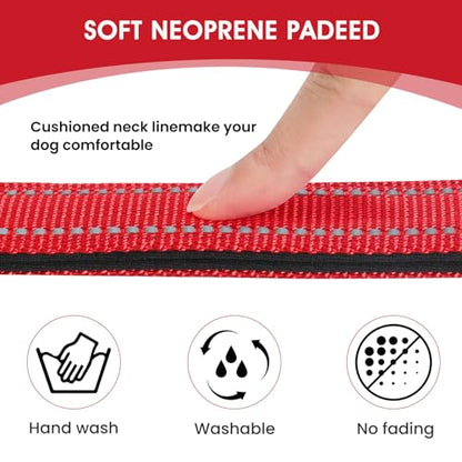 Reflective Dog Collar Padded with Soft Neoprene Breathable Quick Release Basic Dog Collars for Puppy Small Dogs Red Girl Boy - color: Red, size: S:width 5/8"neck 10.5-16"