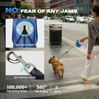 Fida 30ft Upgraded Retractable Dog Leash, Heavy Duty Pet Walking Leash for Medium/Large Breed up to 110 lbs, 360° Tangle-Free Long Retract Dog Lead, Soft Grip, One-Hand Brake, Blue - color: Blue, size: Large（30ft）