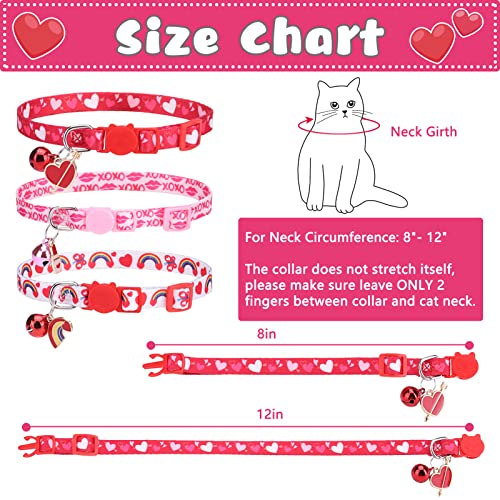 Breakaway Cat Collars with Bell & Cute Pendants, 3 Pack Safety Buckle Kitten Collars, Adjustable Pet Collar Ideal for Girl Boy Cats Puppy (Love Heart) - color: Style A - Love Heart