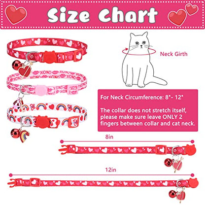 Breakaway Cat Collars with Bell & Cute Pendants, 3 Pack Safety Buckle Kitten Collars, Adjustable Pet Collar Ideal for Girl Boy Cats Puppy (Love Heart) - color: Style A - Love Heart