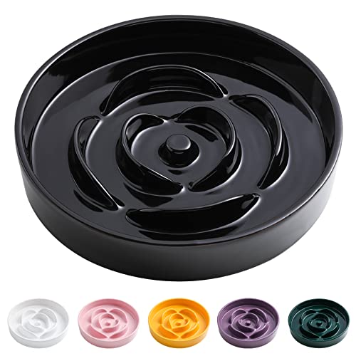8.66 in Black Ceramic Dog Bowl Slow Feeder for Medium and Large Breed Dogs, Anti-Choking and Slowing Down Eating Time, Heavy Weighted Non-Slip Base - color: Black Slow Feeder