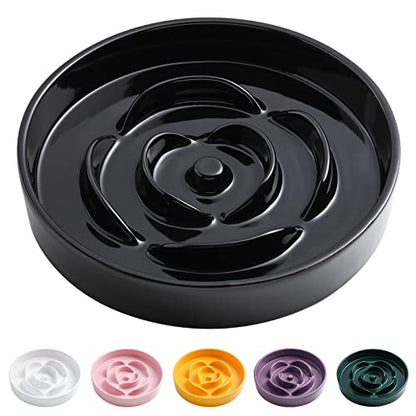 8.66 in Black Ceramic Dog Bowl Slow Feeder for Medium and Large Breed Dogs, Anti-Choking and Slowing Down Eating Time, Heavy Weighted Non-Slip Base - color: Black Slow Feeder