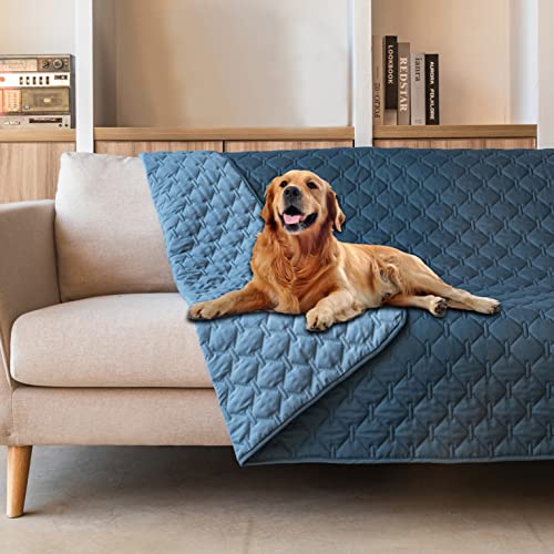 gogobunny 100% Double-Sided Waterproof Dog Bed Cover Pet Blanket Sofa Couch Furniture Protector for Puppy Large Dog Cat, Reversible (52x82 Inch (Pack of 1), Dark Blue/Light Blue) - color: Dark Blue/Light Blue, size: 52x82 Inch (Pack of 1)