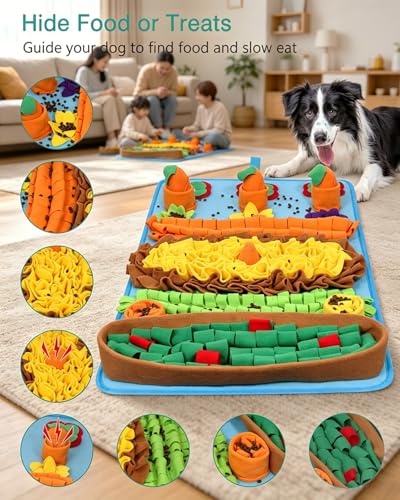 ORIA Snuffle Mat for Dogs, 32''x20'' Interactive Slow Feeder Mat for Boredom, Mental Stimulation, Stress Relief, Dog Puzzle Toy & Treat Mat for Small Medium Large Dogs Puppies - size: 32x20 inch