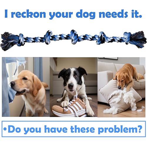 Dog Rope Toys for Large/Medium Aggressive Chewers,Tough Cotton Chew Toy,5 Knots 2.7Feet Indestructible,Knots Extra Tough Cotton Dog Ropes for Medium Large Dogs,Toy Teeth Cleaning