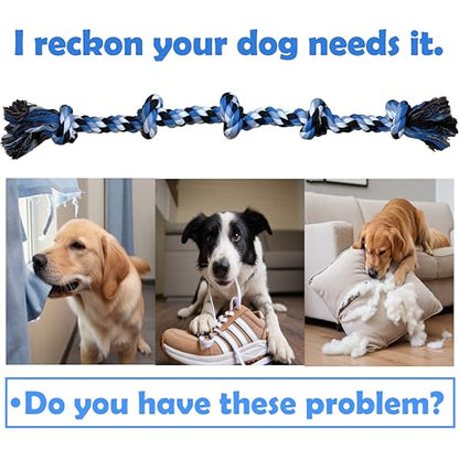 Dog Rope Toys for Large/Medium Aggressive Chewers,Tough Cotton Chew Toy,5 Knots 2.7Feet Indestructible,Knots Extra Tough Cotton Dog Ropes for Medium Large Dogs,Toy Teeth Cleaning