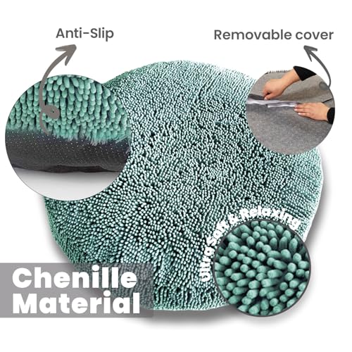 Muddy Mat® Cloud K-9 Bed for Dogs & Cats, Soft & Relaxing Donut Dog Bed, Chenille Material, Removable Cover, Washable & Dryer Safe–Seafoam Green Large(40'x40') - color: Seafoam Green, size: Large (40''X40'')
