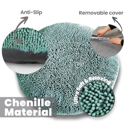 Muddy Mat® Cloud K-9 Bed for Dogs & Cats, Soft & Relaxing Donut Dog Bed, Chenille Material, Removable Cover, Washable & Dryer Safe–Seafoam Green Large(40'x40') - color: Seafoam Green, size: Large (40''X40'')