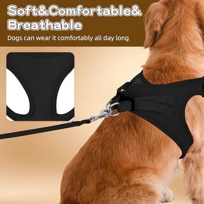 Pet Harness No Pull for Small Dogs and Cats, Adjustable Hook & Loop Fastener with Snap Buckle and Double D-Rings, 0.55FIT Breathable Mesh, Black, S - color: Black, size: S