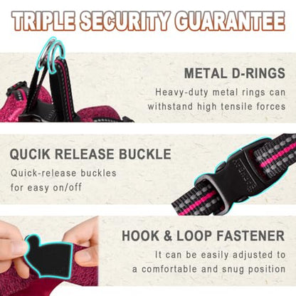 Dog Harness Step in Dog Vest Harness, Reflective Adjustable Puppy No Pull Harness Breathable Soft for Small and Medium Dogs Cats, Pink/Black, XXS - color: Pink/Black, size: XX-Small