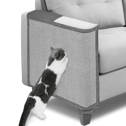 Cat Scratch Couch Protector,23.6" L*19.7" W Scratching Furniture Protector Pad,Cat Scratch Sofa Arm Sheild with Grey Natural Sisal for Protecting Couch Sofa Chair Furniture (Grey/Right Hand) - color: Grey