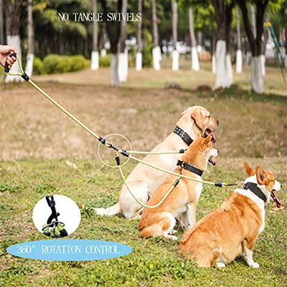 3 Dog Leash - Padded Handle, 360° Swivel Multiple Dog Leash No Tangle, Lead for Medium Large Dogs, Walking & Training Double Dogs (Green Blue) - color: Green Blue