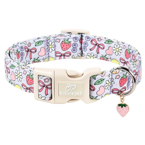 Summer Dog Collar Cute Lavender Dog Collars for Puppy Small Dogs - Lightweight Adjustable Fruit Printed Female Dogs Everyday Collar with Safety Buckle XS - color: Fruit Garden, size: XS