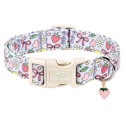 Summer Dog Collar Cute Lavender Dog Collars for Puppy Small Dogs - Lightweight Adjustable Fruit Printed Female Dogs Everyday Collar with Safety Buckle XS - color: Fruit Garden, size: XS