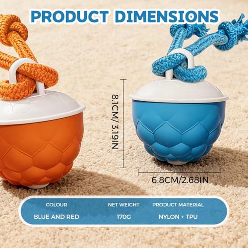 Interactive Dog Toys Touch Activated Bouncing & Jumping Dog Ball with Rope, Smart Automatic Rolling Toy, USB Rechargeable, Squeaky Doggie Toys to Keep Them Busy (Blue) - color: Blue