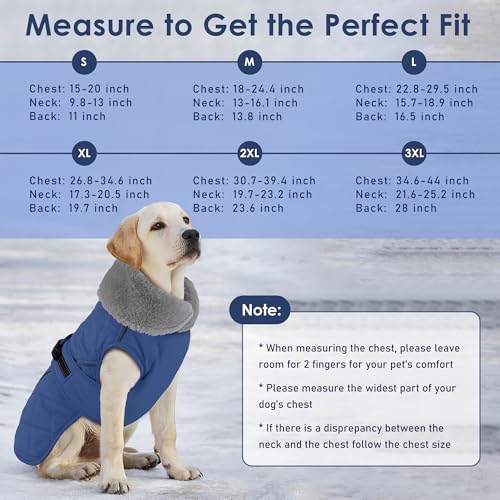 Dog Coat, Waterproof Dog Winter Jacket with Adjustable Buckle, Reflective Turtleneck Pet Snow Vest Warm Fleece Sweater for Small Medium Large Dogs - Blue, 2XL - color: Blue, size: XX-Large