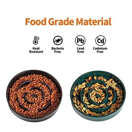 8.66 in Black Ceramic Dog Bowl Slow Feeder for Medium and Large Breed Dogs, Anti-Choking and Slowing Down Eating Time, Heavy Weighted Non-Slip Base - color: Black Slow Feeder