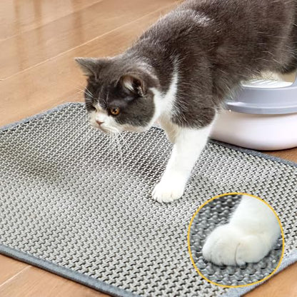 Cat Litter Mat New Size 23.6"x14.6" for Small Spaces, Upgrade Super Waterproof Back Layer Litter Box Mat, Non Slip, Durable, Soft on Paws Kitty Trapping Matt, Gray - color: Gray