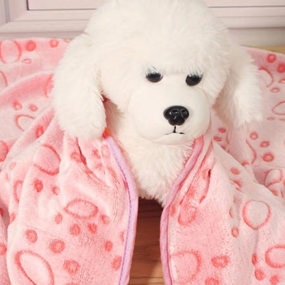 1pc Soft Cozy Pet Blanket with Paw Print Design, Tear-Resistant & Machine Washable, Warm Comfortable Dog & Cat Blanket - 16 * 23Inch, Pink - color: White, size: 20*30Inch