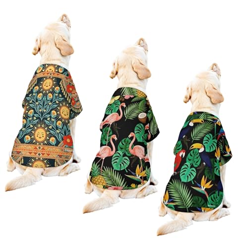 Dog Hawaiian Shirt 3 Pack, Breathable Cool Dog Summer Clothes for Puppy Small Medium Large Dogs Cats, Pet Outfit with Tropical Prints, Perfect for Beach Seaside Outdoor-Style 8 - color: Multi-colored8