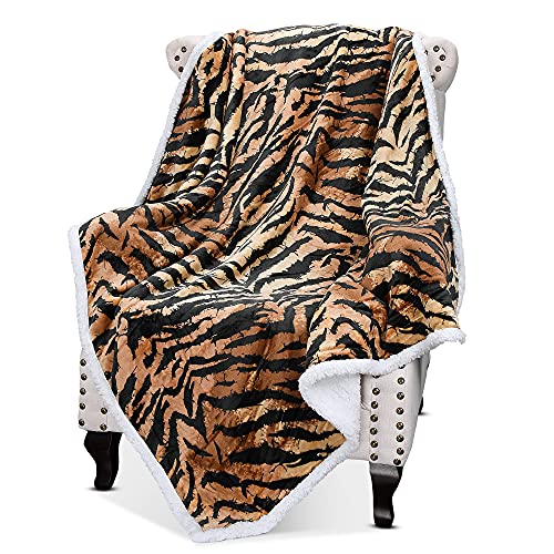 Catalonia Tiger Fluffy Sherpa Throw Blanket, Super Soft Mink Fleece Couch Blanket, TV Bed Fuzzy Blanket, Fluffy Comfy Warm Heavy Throws, Comfort Caring Gift,50x60 inches - color: Tiger, size: 50"x60"