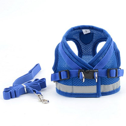 Zunea Dog Harness & Leash Set - Small Dogs & Cats (7-11lbs), Blue, Mesh, Reflective, Adjustable, No Pull, Quick Release, Step-in Vest Harness - color: Blue, size: M (Chest:15.5 Inch, for 7-11lbs)