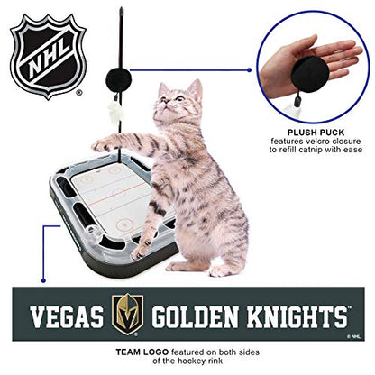 Pets First 5-in-1 NHL Las Vegas Golden Knights Hockey Field Cat Scratcher Toy with Interactive Cat Ball Bell in Tracks - color: Las Vegas Golden Knights