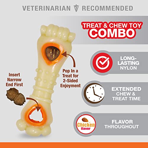 Nylabone Knuckle Bone Pop-In Treat Toy Power Chew Toy for Dogs, Interactive Treat Dispensing Enrichment Dog Toy, Long Lasting Chicken Flavor, Medium Dogs - Up to 35 lbs - size: Medium