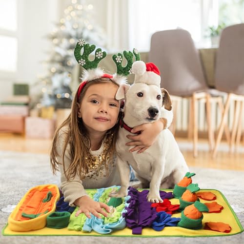 Snuffle Mat for Dogs Large Breed - 32'' X 20'' Washable Durable Sniff Mat for Slow Feeding Training, Enrichment Puzzle Toy for Mental Stimulation & Stress Relief - color: Blue-Yellow