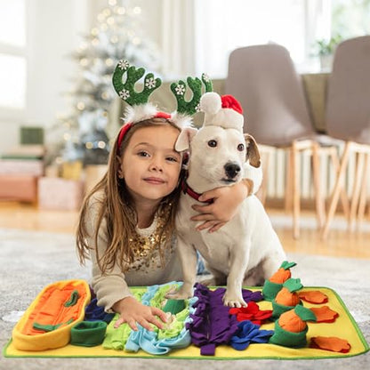 Snuffle Mat for Dogs Large Breed - 32'' X 20'' Washable Durable Sniff Mat for Slow Feeding Training, Enrichment Puzzle Toy for Mental Stimulation & Stress Relief - color: Blue-Yellow