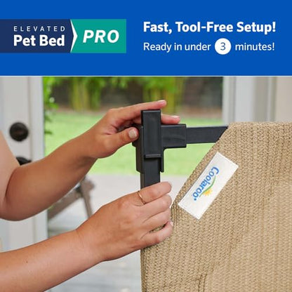 Coolaroo Pro Elevated Dog Bed - Low-Profile Access, Moisture-Resistant Cover, Breathable Fabric & Tool-Free Setup, Nutmeg, Medium - color: Nutmeg, size: Medium