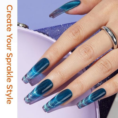 modelones Cat Eye Magnet, 15PCS Cateye Gel Polish Nail Magnet Nail Tools with Black Bead-Attracting Nail Magnet Pen & Heart-Shaped Magnet for Nail Perfect for Home DIY, Nail Art Design - color: A Cat Eye Magnet