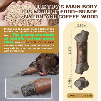 LiuMelinda Dog Chew Toys for Aggressive-Chewers - Indestructible Dog Toy for Aggressive Chewer，Tough Chew Toys for Dogs （Rubber Log-Branches） - color: 07-Log-Branches