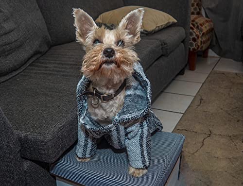 Mexican Dog Poncho Doggo Hoodie Baja Ponchos Blanket for Dogs Costume Pup Crew Pajamas Chihuahua Sweater Clothes from Small, Medium to Big Dog Made in Mexico with Recycled Fabric (5, Gray) - color: Gray, size: 5
