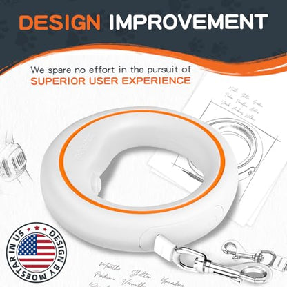 UFO Retractable Dog Leash Hands Free Wearable Laisse Chien with Poop Bag Holder One-Handed Brake Pause Lock 360° Tangle Free 10 ft Strong Nylon Tape Dog Leash for Up to 66lbs Medium Small Dogs - color: Orange