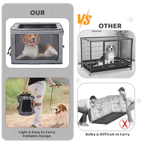 Portable Dog Crate Soft Dog Crate 22",30",36",42" Foldable Basic Dog Crates Easy Set-up, Light, Sturdy, Comfy，Collapsible Crate for Home and Travel (30Inch) - size: 30Inch
