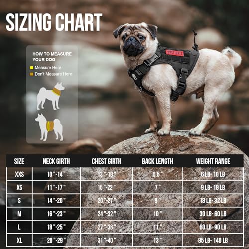 OneTigris Tactical Dog Harness Vest,No-Pull Service Dog Vest with Hook & Loop Panels,Adjustable Dog Vest Harness for Walking Hiking Training(Black,XXS) - color: Black, size: XX-Small