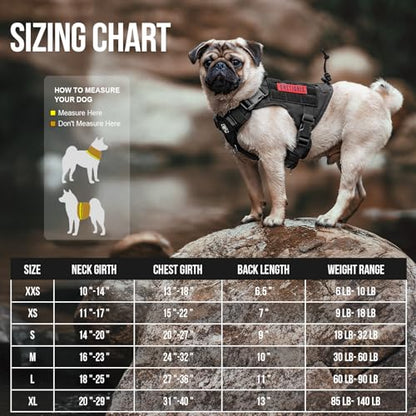 OneTigris Tactical Dog Harness Vest,No-Pull Service Dog Vest with Hook & Loop Panels,Adjustable Dog Vest Harness for Walking Hiking Training(Black,XXS) - color: Black, size: XX-Small
