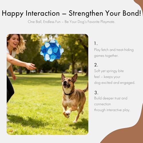 Mira's Pocket Dog Snuffle Ball Toy, Mental Stimulation Chew Toy for Dogs & Cats, 14cm Licking Mat Treat Dispensing Ball with Hollow Design, Slow Feeder for Fast Eaters (Blue) - color: Blue