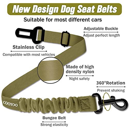 Dog Seat Belt,Retractable Dog Car Harness Seat Belt for Car Adjustable Nylon Pet Safety Seat Belts Heavy Duty & Elastic Bungee Buffer - color: 07-Olive