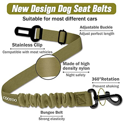 Dog Seat Belt,Retractable Dog Car Harness Seat Belt for Car Adjustable Nylon Pet Safety Seat Belts Heavy Duty & Elastic Bungee Buffer - color: 07-Olive